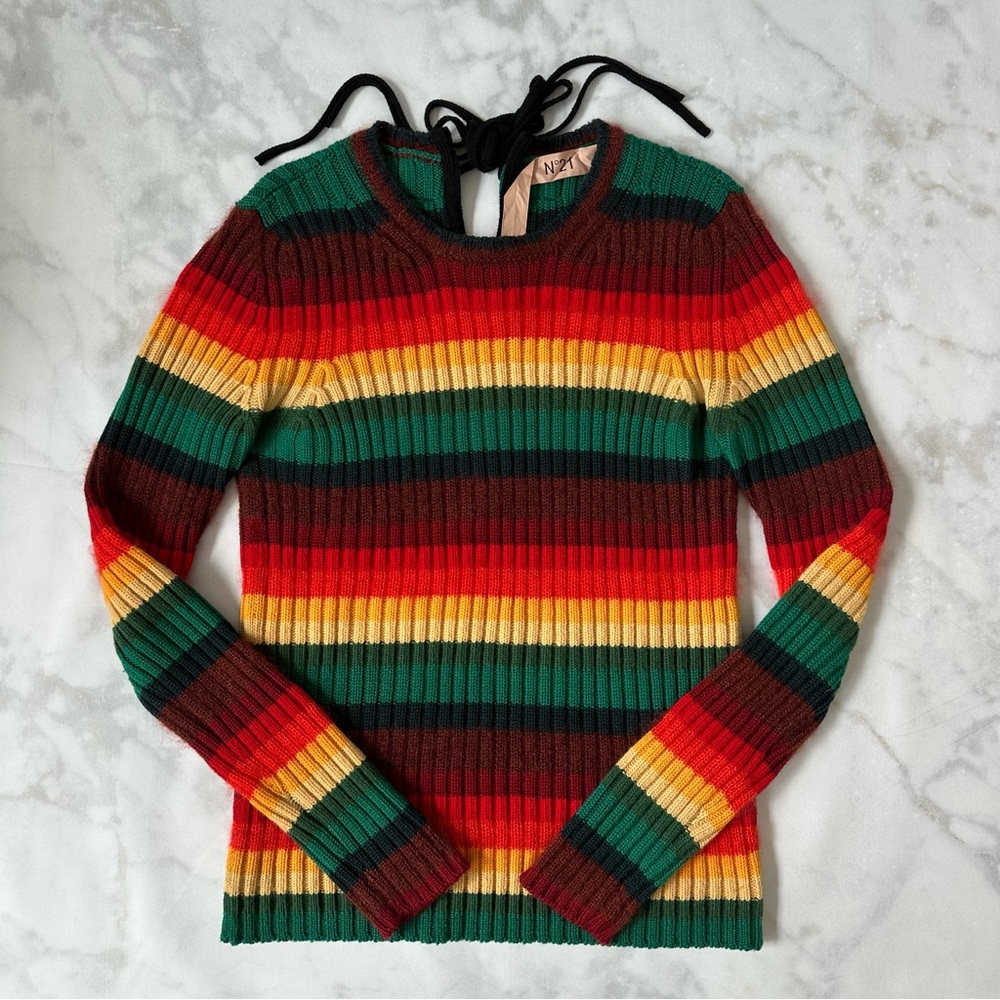 RARE No. 21 Multicolor Rainbow Stripe Rasta Wool Sweater